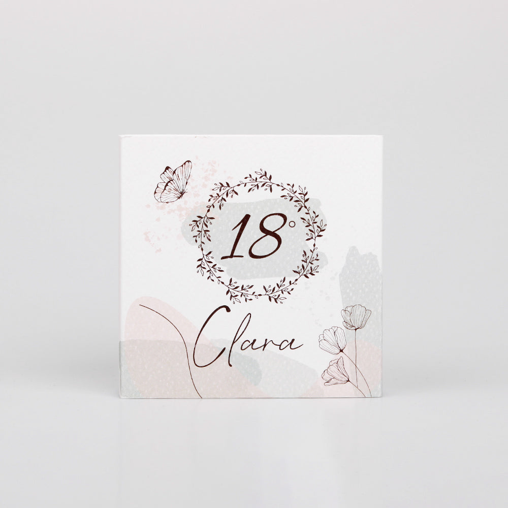 Le Gioie Scatolina Nascita Personalizzata con confetti 4 Scomparti 10x10 cm