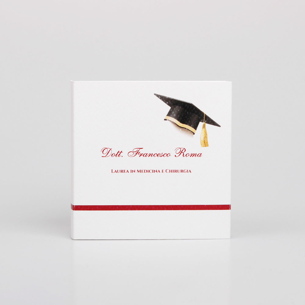 Le Gioie Scatolina Personalizzata Laurea con confetti 4 Scomparti 10x10 cm