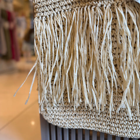 Bomboniera Fiori di Lena Estate Bag in Rafia con Fiore Bianco