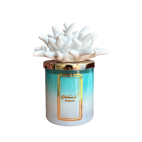 Melaverde Candela Bicolore Anemone Bianco in Ceramica 200g