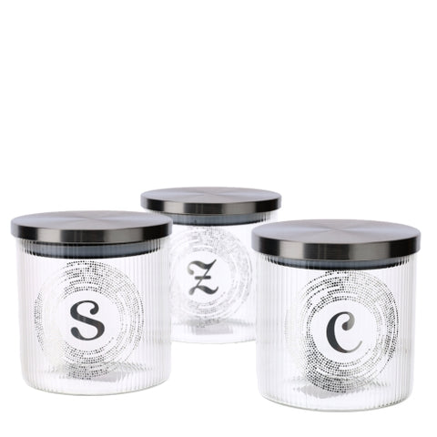 Bomboniera Hervit Set 3 Barattoli in Vetro 10x11