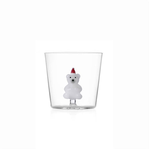 Ichendorf Milano Set 2 Tumbler Orso Bianco con Cappello in Vetro Borosilicato