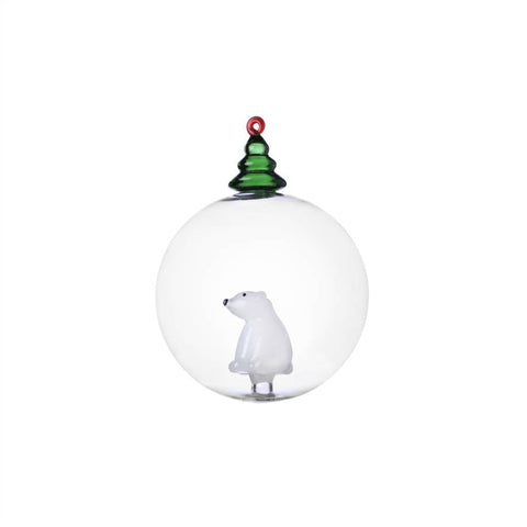 Ichendorf Milano Pallina per Albero di Natale Orso e Albero in Vetro Borosilicato Verde