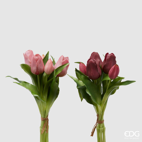 Bomboniera EDG Enzo De Gasperi Set 2 Bouquet Di Tulipani Sfumature di Rosa H28 cm
