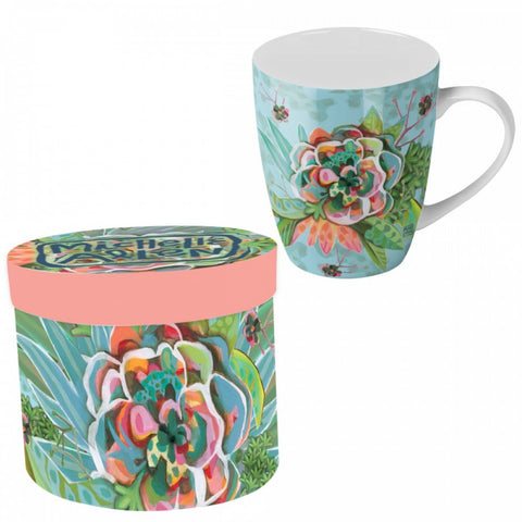 Enesco Tazza Blooms in Ceramica con Box Riutilizzabile