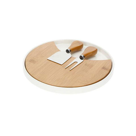 Brandani Porcelain and Bamboo Cheese Cutting Board with Accessories