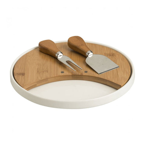 Brandani Porcelain and Bamboo Cheese Cutting Board with Accessories