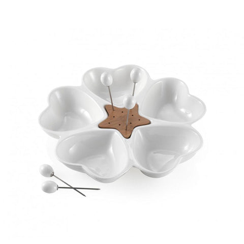 Brandani Thousand Hearts Porcelain Appetizer with 5 Forks
