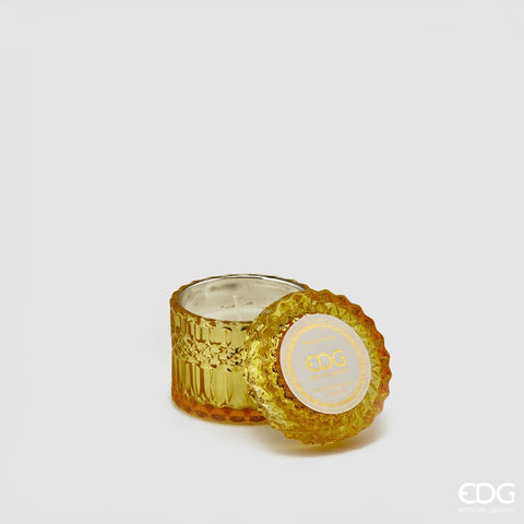Bomboniera EDG Enzo De Gasperi candela Crystal Gialla in vetro h8,5 cm Ambra e Arancio Dolce