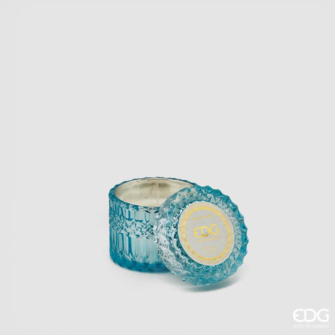 Bomboniera EDG Enzo De Gasperi candela Crystal Azzurro in vetro h8,5 cm Sale Marino e Salvia Salata