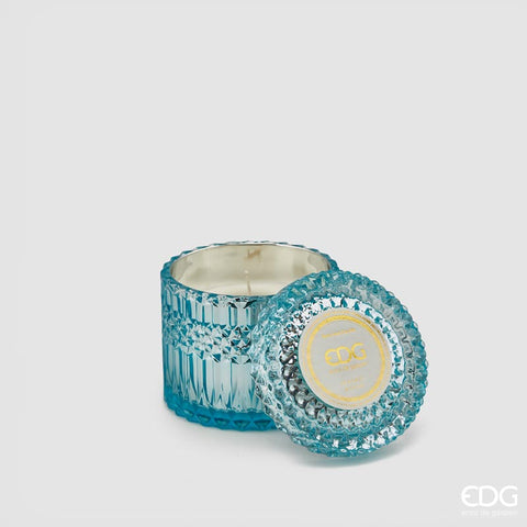 Bomboniera EDG Enzo De Gasperi candela Crystal Azzurro in vetro h10,5 cm Sale Marino e Salvia Salata