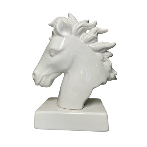 Bomboniera Amagè Statua Cavallo L'Eleganza in Ceramica H22 cm Bianco