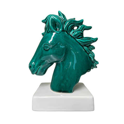 Bomboniera Amagè Statua Cavallo L'Eleganza in Ceramica H22 cm Verde