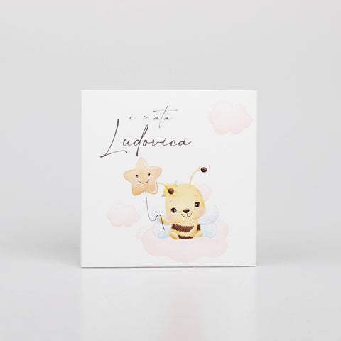 Le Gioie Scatolina Nascita Personalizzata con confetti 4 Scomparti 10x10 cm