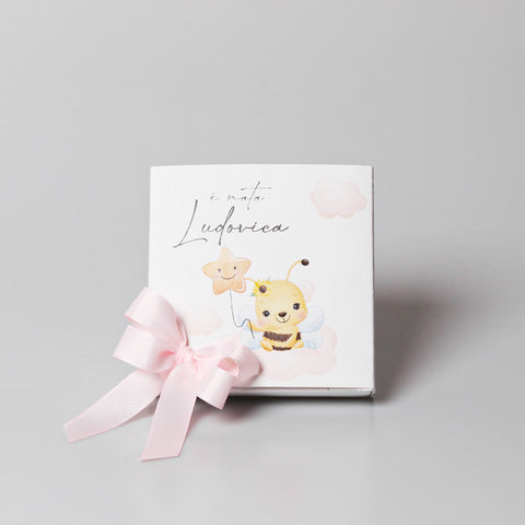 Le Gioie Scatolina Nascita Personalizzata con confetti 4 Scomparti 10x10 cm