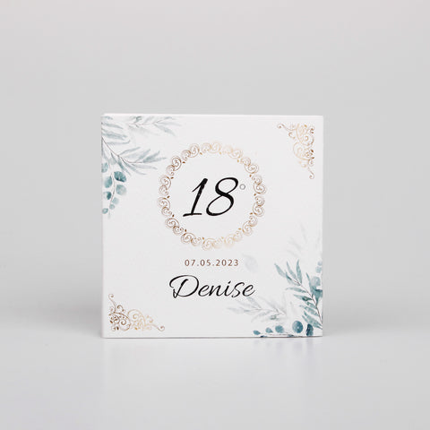 Le Gioie Scatolina Personalizzata 18 Compleanno con confetti 4 Scomparti 10x10 cm