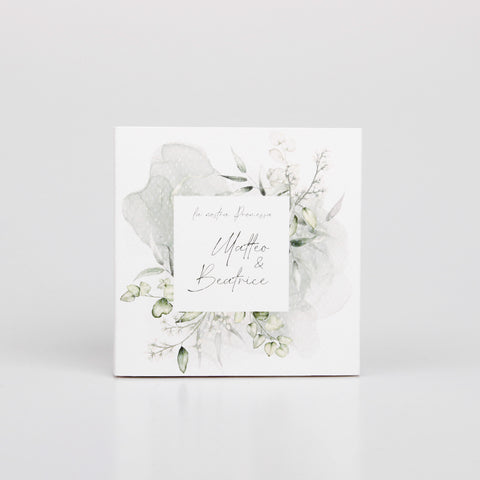 Le Gioie Scatolina Personalizzata Promessa di Matrimonio con confetti 4 Scomparti 10x10 cm