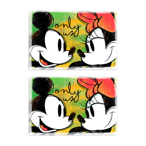 Bomboniera Egan Set 2 Tovagliette Mickey e Minnie Verde 31x46 cm