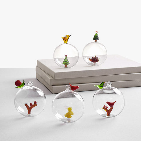 Ichendorf Milano Set 2 Sfere per Albero di Natale Cerbiatto e Albero in Vetro Borosilicato