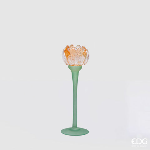 EDG Enzo De Gasperi Portacandela Ninfea H20,5 cm Arancio