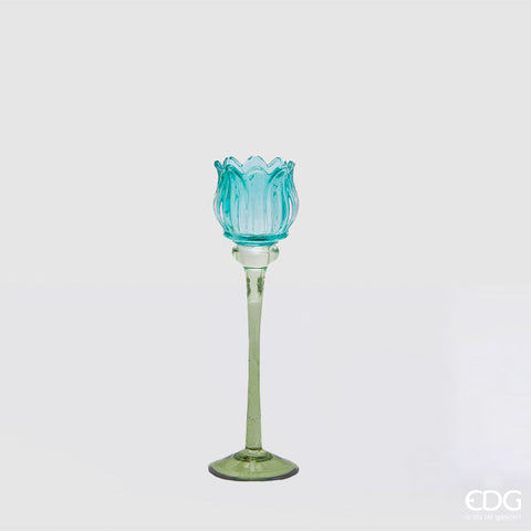 EDG Enzo De Gasperi Portacandela Tulipano H22 cm Azzurro