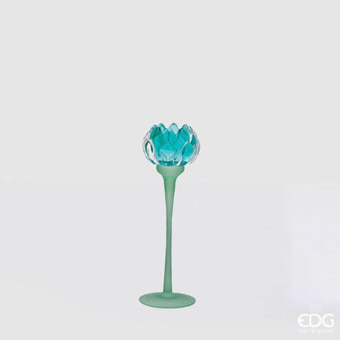 EDG Enzo De Gasperi Portacandela Ninfea H17,5 cm Azzurro