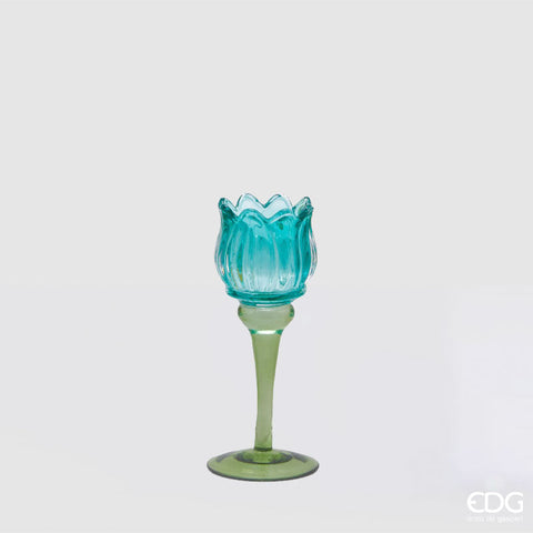 EDG Enzo De Gasperi Portacandela Tulipano H19 cm Azzurro