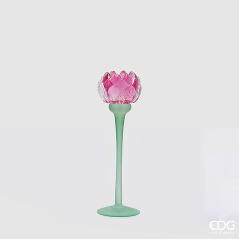 EDG Enzo De Gasperi Portacandela Ninfea H20,5 cm Fucsia