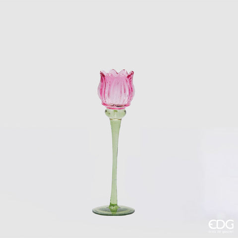 EDG Enzo De Gasperi Portacandela Tulipano H22 cm Fucsia