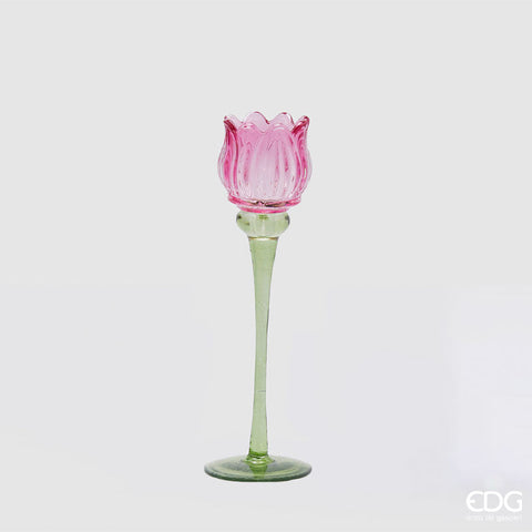 EDG Enzo De Gasperi Portacandela Tulipano H27 cm Fucsia