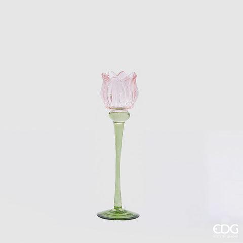 EDG Enzo De Gasperi Portacandela Tulipano H22 cm Rosa