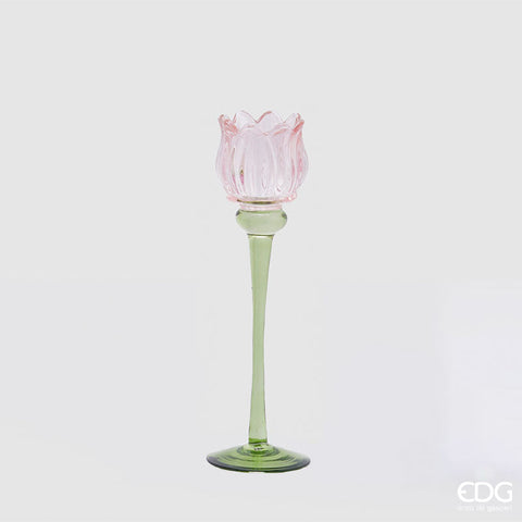 EDG Enzo De Gasperi Portacandela Tulipano H27 cm Rosa