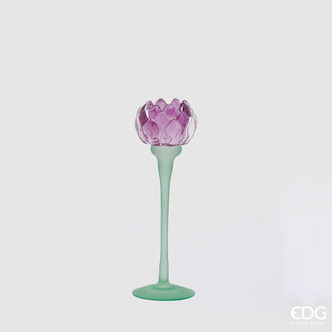 EDG Enzo De Gasperi Portacandela Ninfea H20,5 cm Viola