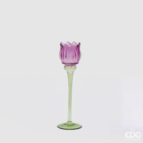 EDG Enzo De Gasperi Portacandela Tulipano H22 cm Viola