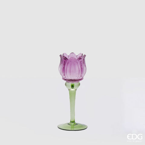 EDG Enzo De Gasperi Portacandela Tulipano H19 cm Viola