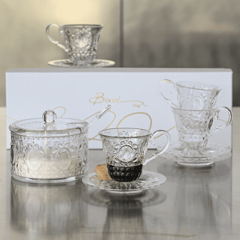 Baci Milano Set 4 Tazzine Caffe e Zuccheriera con Cucchiaio Baroque & Rock