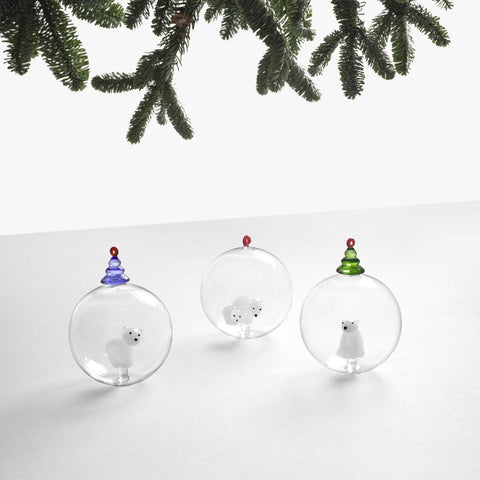 Ichendorf Milano Pallina per Albero di Natale Orso e Albero in Vetro Borosilicato Verde