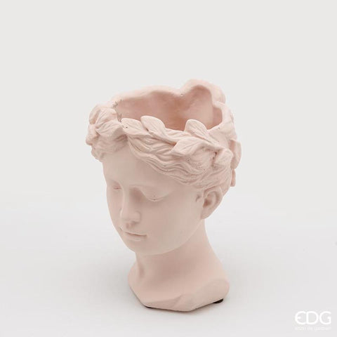 Bomboniera EDG Enzo De Gasperi Vaso Testa Cemento Rosa Cipria H22 cm